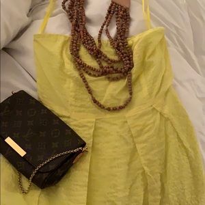 J. Crew happy, snappy yellow strapless linen dress